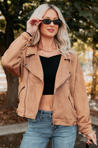 Feeling Jaded Faux Suede Moto Jacket (Camel) - NanaMacs