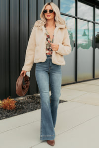 Mountain Haze Snap Button Up Sherpa Jacket (Cream) - NanaMacs