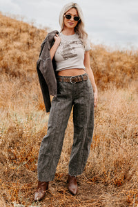 Kelsey Cheetah Seamed Barrel Hidden Jeans (Brown Cheetah) - NanaMacs