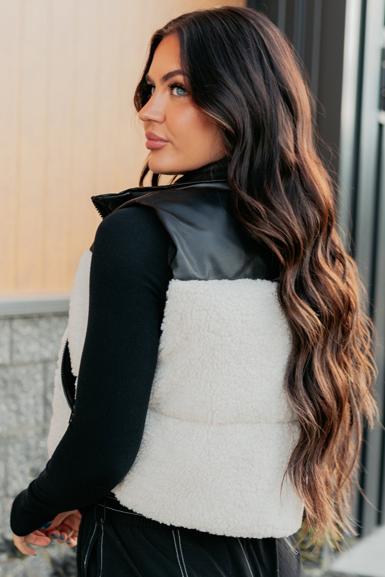 Candle Lit Nights Sherpa Puffer Vest (Cream) - NanaMacs