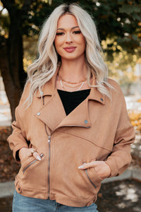 Feeling Jaded Faux Suede Moto Jacket (Camel) - NanaMacs
