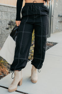 No Plot Needed Parachute Jogger Pants (Black) - NanaMacs