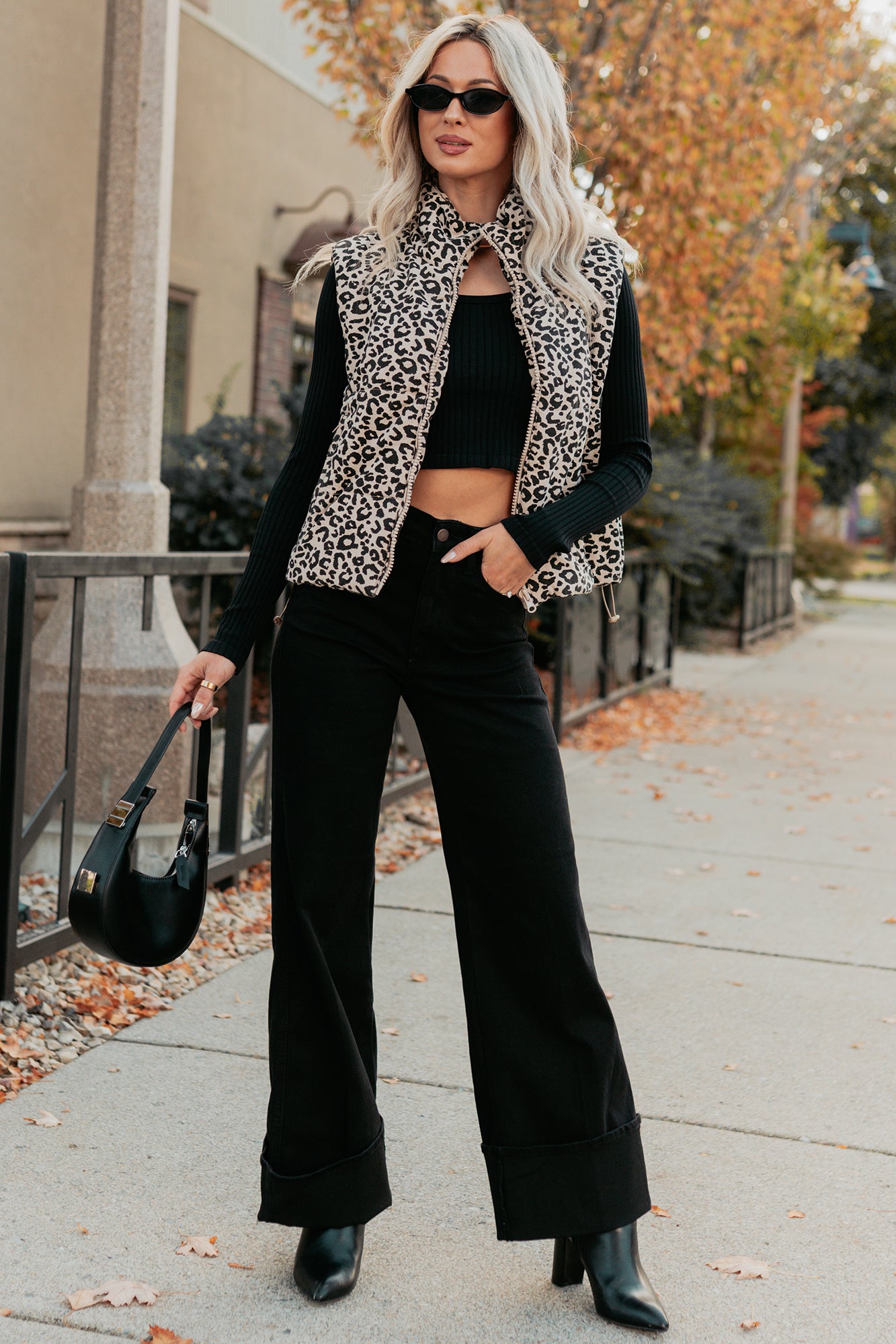 Mara Wide Leg Cuffed Judy Blue Stretchy Jeans (Black) - NanaMacs