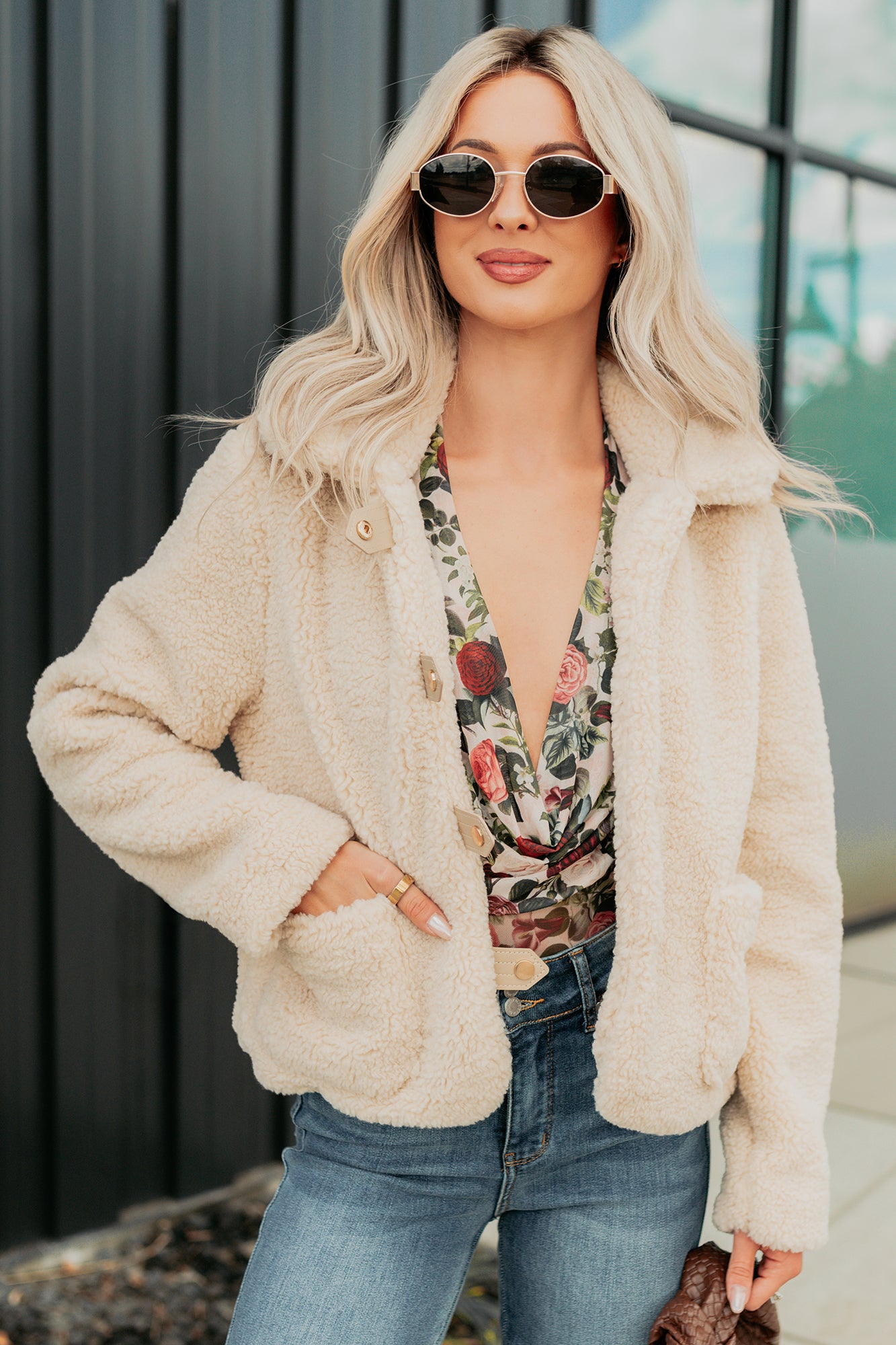 Mountain Haze Snap Button Up Sherpa Jacket (Cream) · NanaMacs