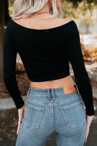 Love Again Off The Shoulder Long Sleeve Top (Black) - NanaMacs