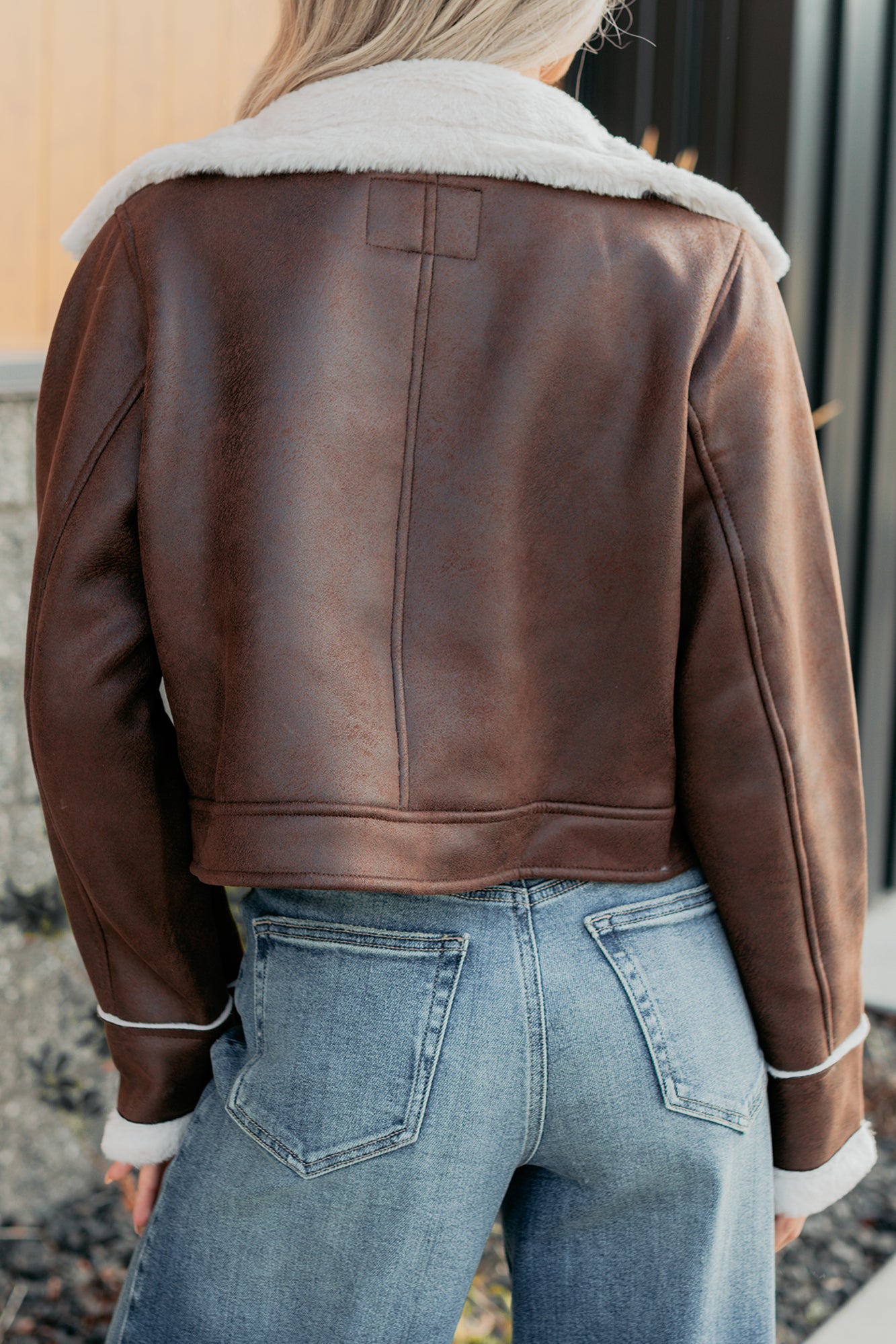 After Dark Faux Suede Fur Lined Jacket (Brown) - NanaMacs