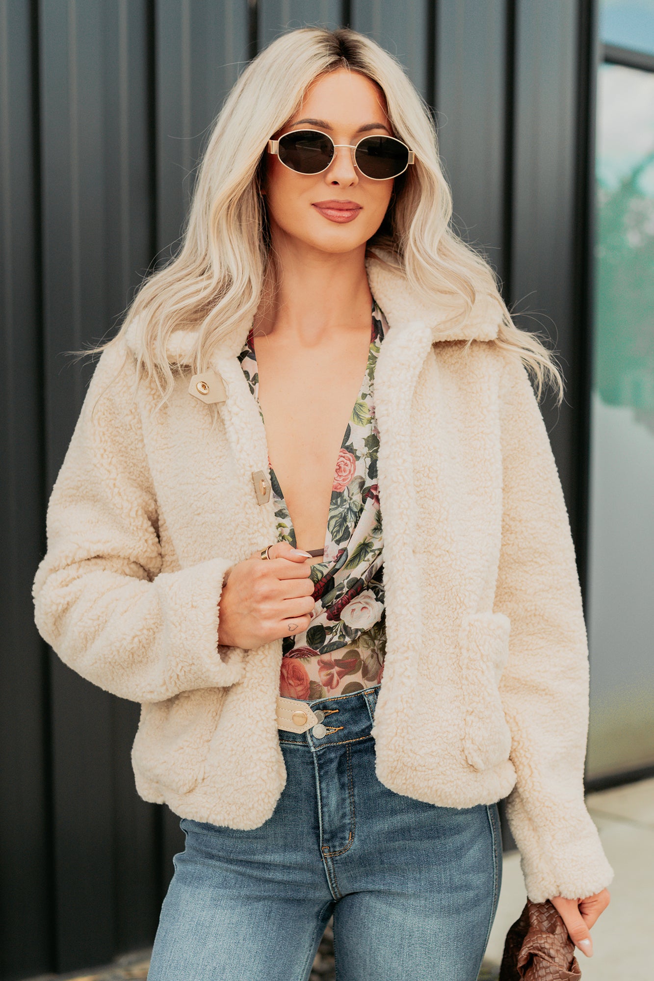 Mountain Haze Snap Button Up Sherpa Jacket (Cream) · NanaMacs