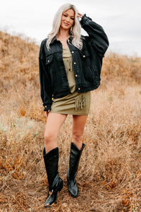 Steady Ground Raw Seam Denim Shacket (Black) - NanaMacs