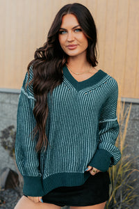 Grounded Soul Two Tone Cable Knit Sweater (Forest) - NanaMacs