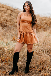 Wish You Luck Sleeveless Faux Suede Mini Dress (Camel) - NanaMacs