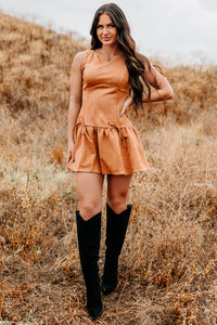 Wish You Luck Sleeveless Faux Suede Mini Dress (Camel) - NanaMacs