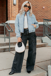 Warm Refuge Denim Cropped Puffer Jacket (Blue) - NanaMacs