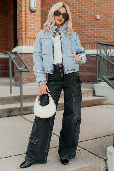 Warm Refuge Denim Cropped Puffer Jacket (Blue) - NanaMacs