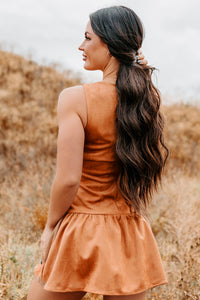 Wish You Luck Sleeveless Faux Suede Mini Dress (Camel) - NanaMacs