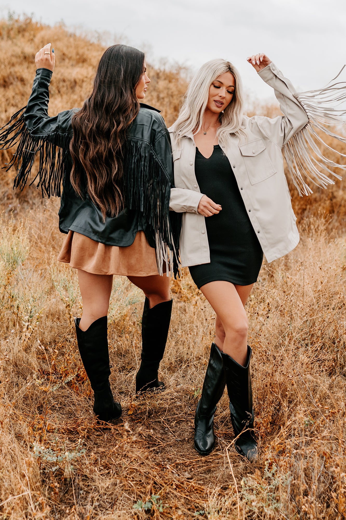 Wild West Whimsy Fringe Faux Leather Jacket (Cream) - NanaMacs