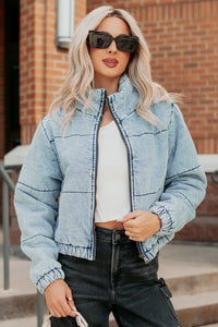 Warm Refuge Denim Cropped Puffer Jacket (Blue) - NanaMacs