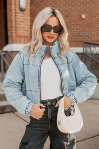 Warm Refuge Denim Cropped Puffer Jacket (Blue) - NanaMacs
