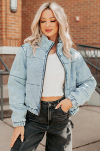 Warm Refuge Denim Cropped Puffer Jacket (Blue) - NanaMacs