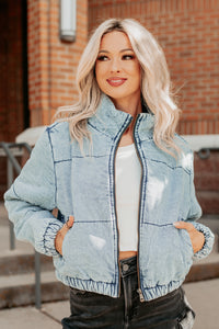 Warm Refuge Denim Cropped Puffer Jacket (Blue) - NanaMacs