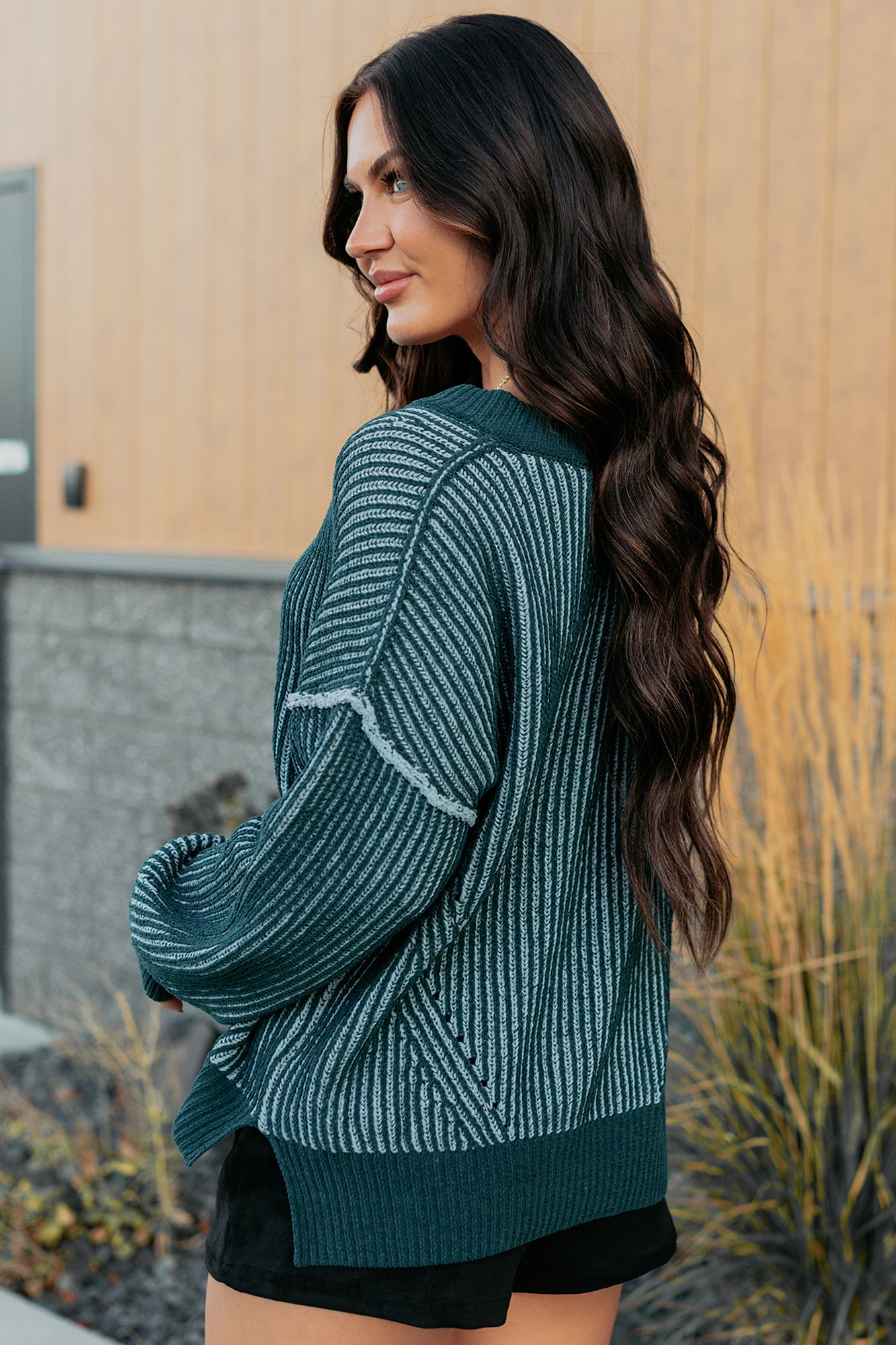 Grounded Soul Two Tone Cable Knit Sweater (Forest) - NanaMacs