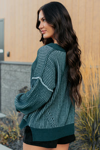 Grounded Soul Two Tone Cable Knit Sweater (Forest) - NanaMacs