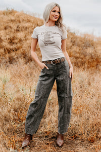 Kelsey Cheetah Seamed Barrel Hidden Jeans (Brown Cheetah) - NanaMacs