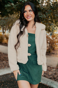 Mountain Haze Snap Button Up Sherpa Jacket (Cream) - NanaMacs