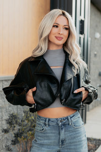 Savage Love Faux Leather Crop Jacket (Black) - NanaMacs