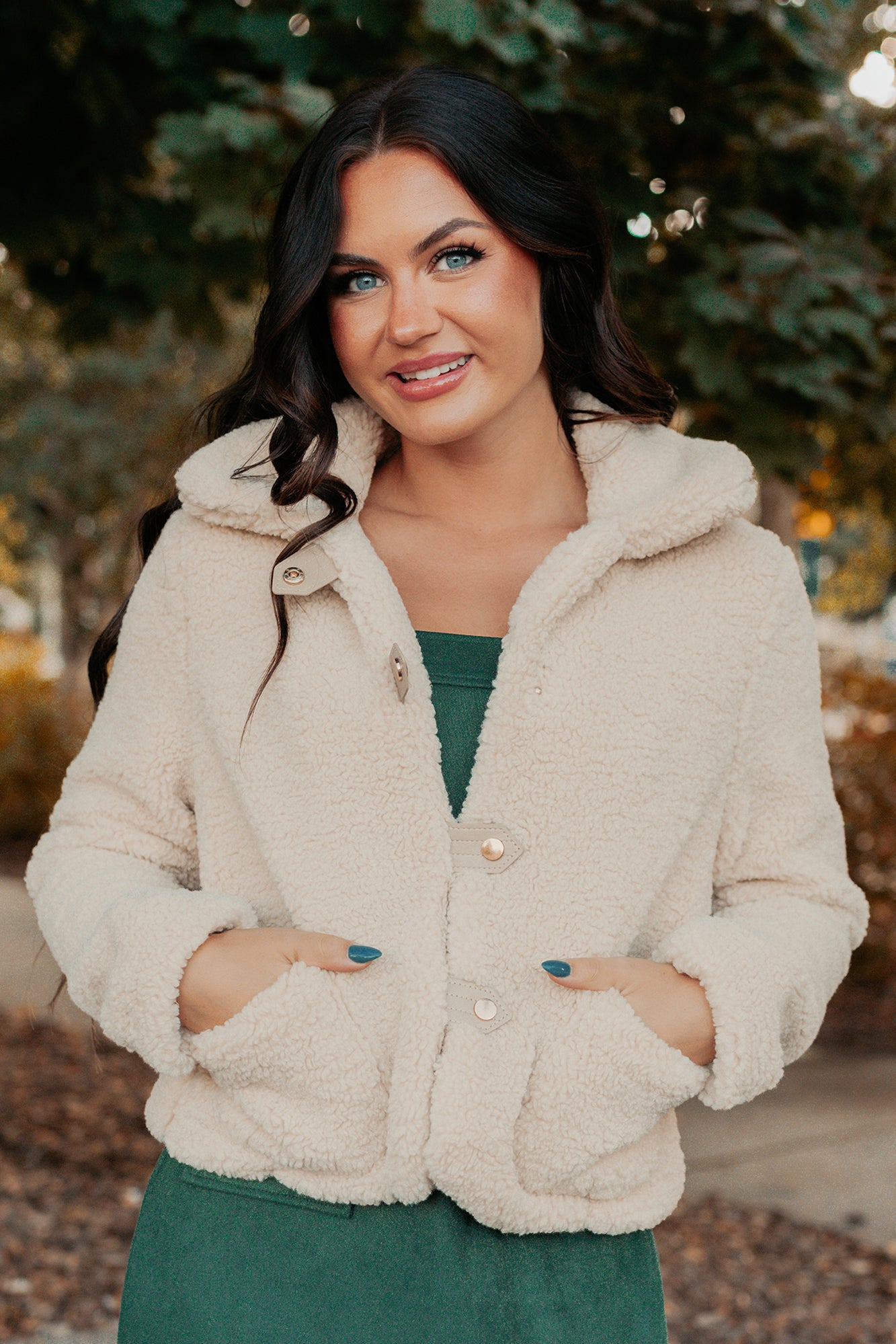 Mountain Haze Snap Button Up Sherpa Jacket (Cream) - NanaMacs