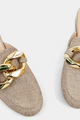 PREORDER Alexis Chain Detail Mules (Gold Woven) - NanaMacs