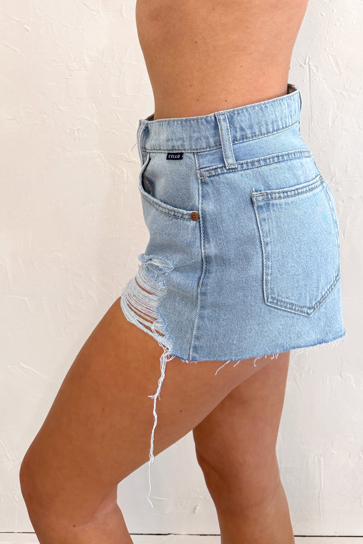 Auston High Rise Distressed Cello Shorts (Super Light) - NanaMacs
