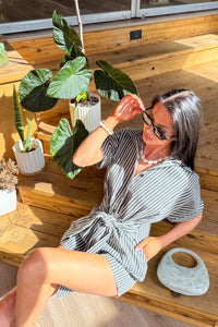 Been About It Striped Collared Romper (Black)