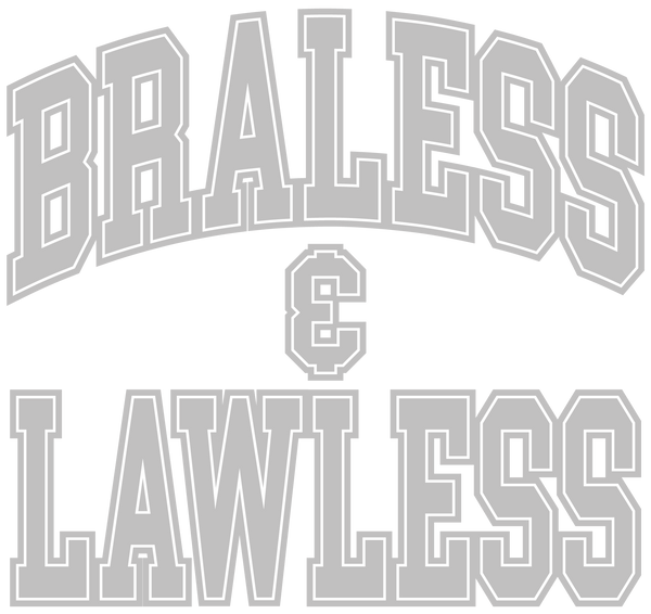 "Braless & Lawless" Oversized Crop Tee With Metallic Graphic (Black) - Print On Demand - NanaMacs