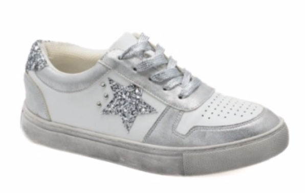 Counting Constellations Metallic Star Sneakers (Silver) - NanaMacs