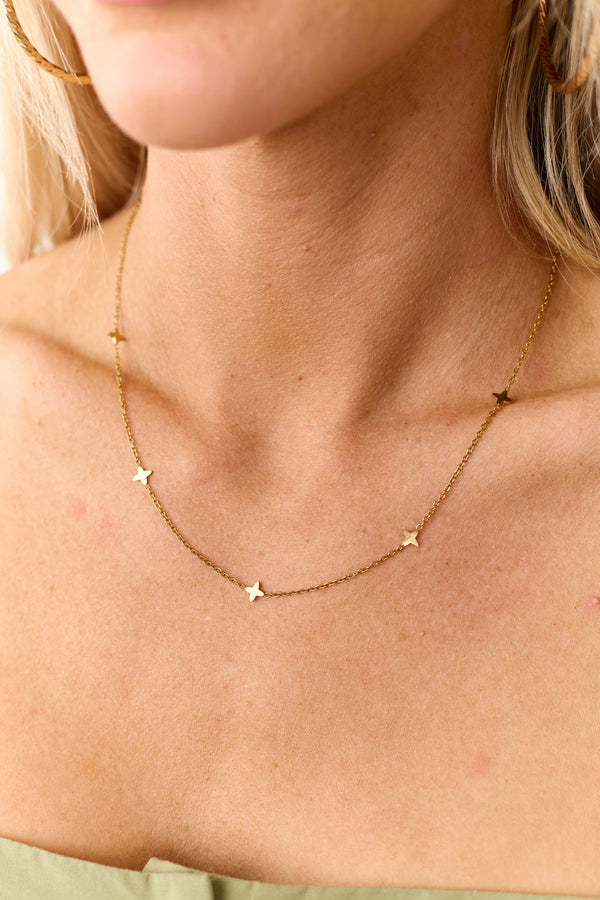 Casual Grace Mini Cross Pendant Necklace (Gold) - NanaMacs