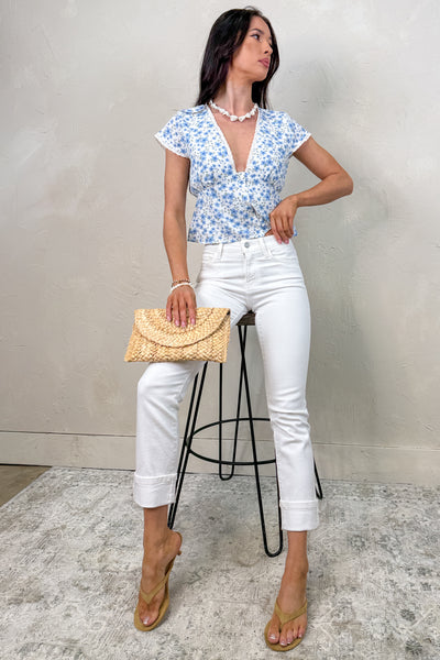 Cohen Cuffed Slim Straight Vervet Jeans (Optic White)