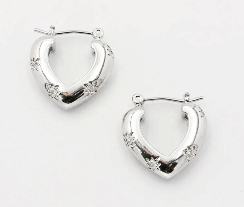 Stars Intersect Dome Star Hoop Earrings (Silver) - NanaMacs