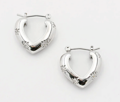 Stars Intersect Dome Star Hoop Earrings (Silver) - NanaMacs