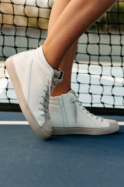 Rooney Retro High-Top Sneakers (Off White Snake) - NanaMacs