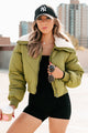 Up To Snow Good Quilted Puff Jacket (Olive) - NanaMacs