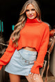 Pamela Turtleneck Crop Sweater (Orange) - NanaMacs