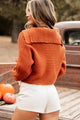 Can't Talk Right Now Collared Crop Sweater (Rust) - NanaMacs