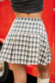 Never A Miss Pleated Plaid Mini Skirt (Cream/Black) - NanaMacs