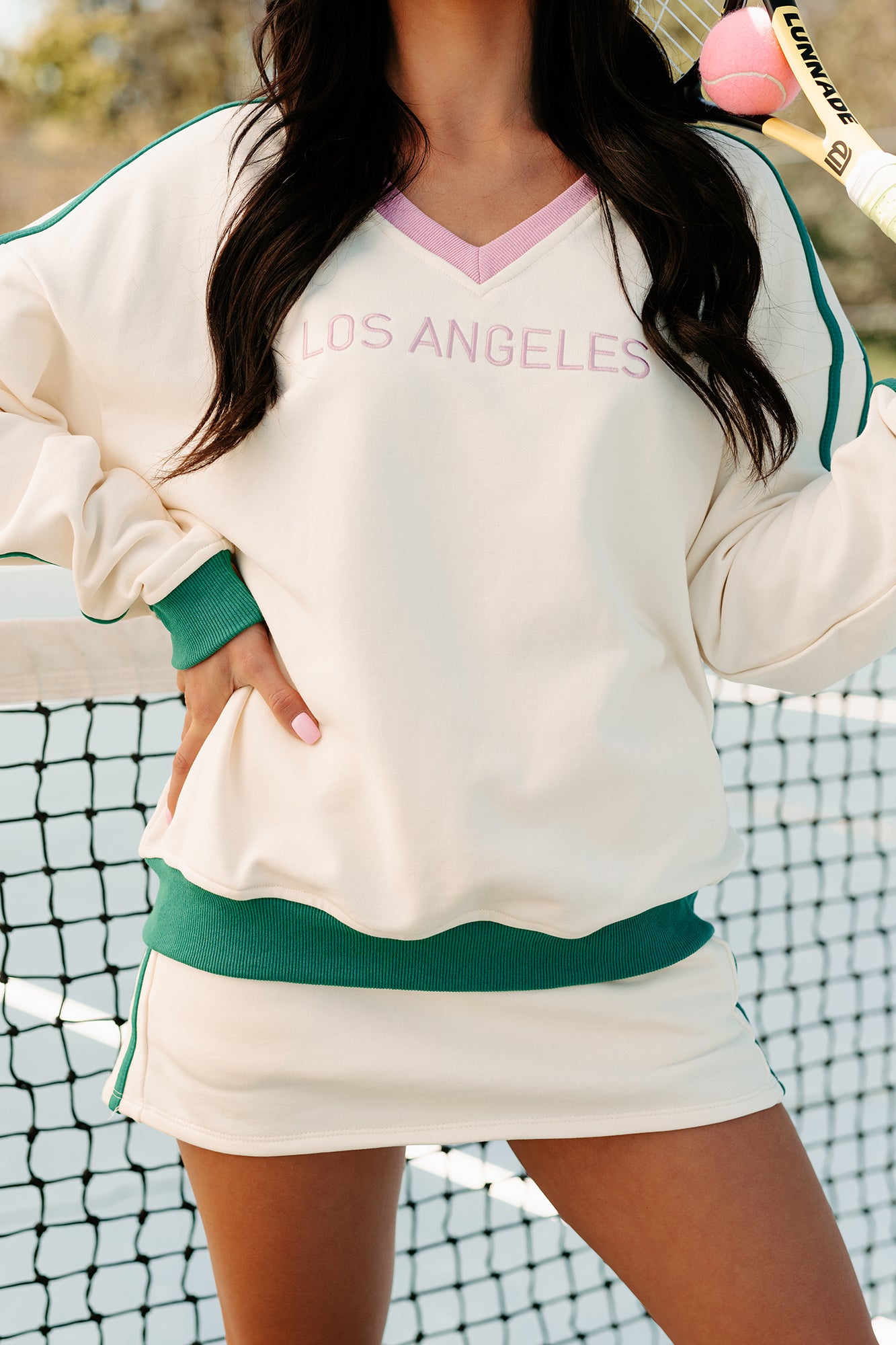 Sporty But Cute Two-Piece Athleisure Set (Cream) - NanaMacs