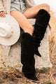 Boujee Cowgirl Slouchy Sherpa Boots (Black) - NanaMacs