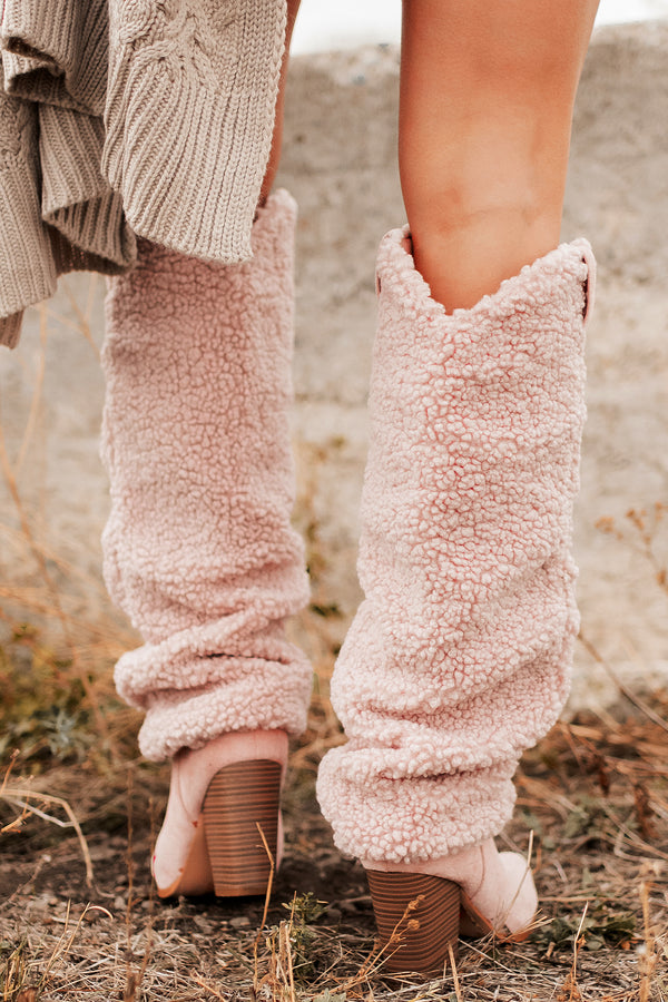 Boujee Cowgirl Slouchy Sherpa Boots (Pink) - NanaMacs