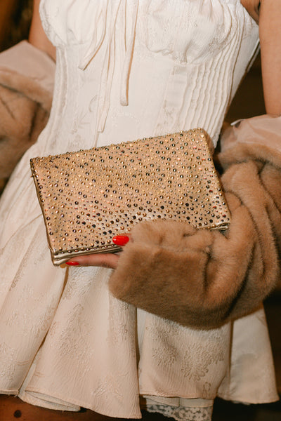 Up Close And Personal Studded Crossbody/Clutch Purse (Gold) - NanaMacs