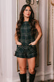 Getting To Know Me Tweed Romper (Green/Navy) - NanaMacs