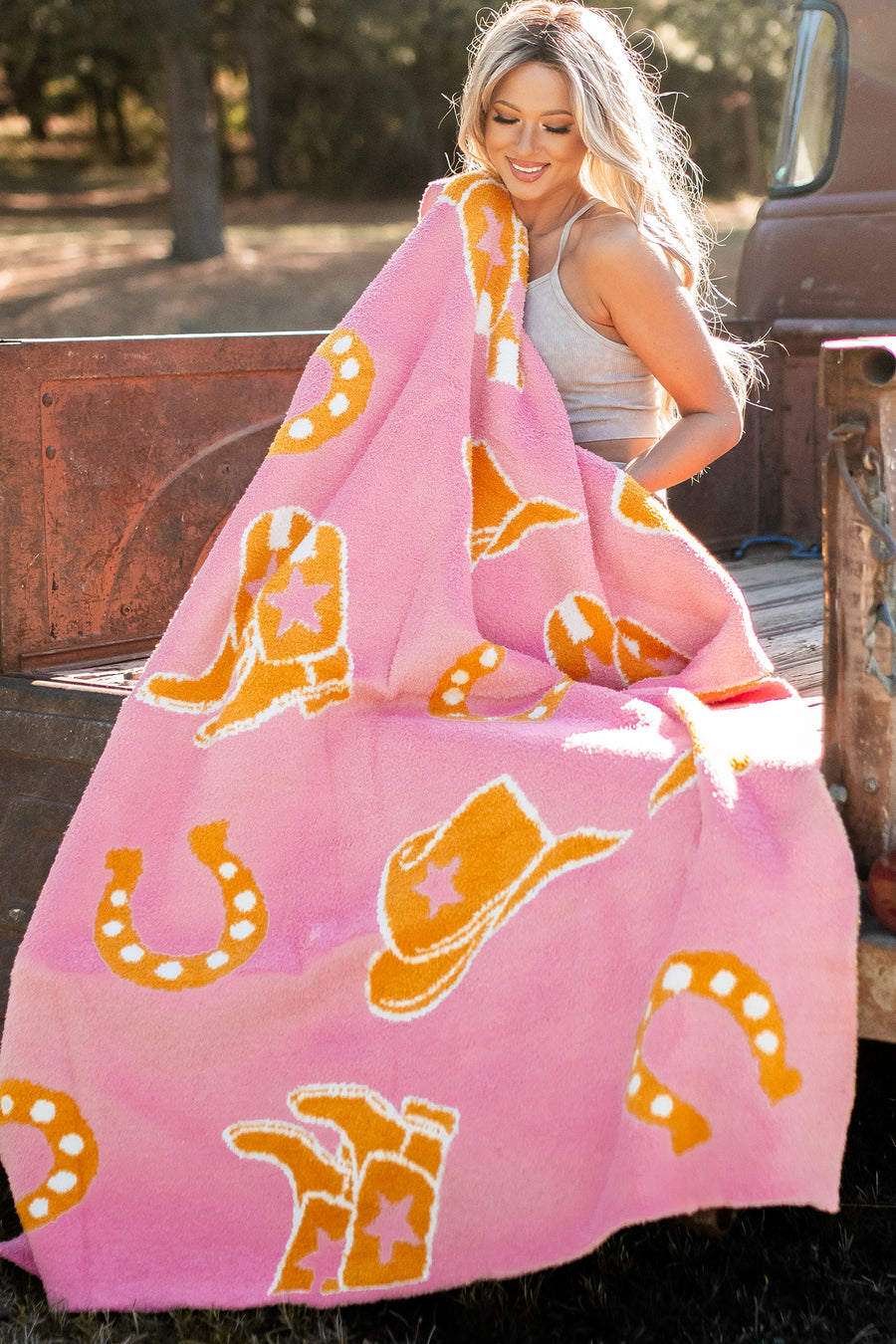 The Snuggle Is Real Fuzzy Throw Blanket (Pink Cowboy Print) - NanaMacs