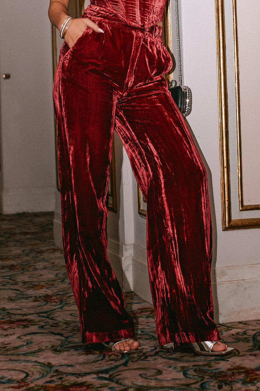 Luxury Living Velvet Trousers (Burgundy) - NanaMacs